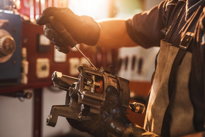 Technician working on an electric motor at Commercial Electric Motor Service in St. Louis