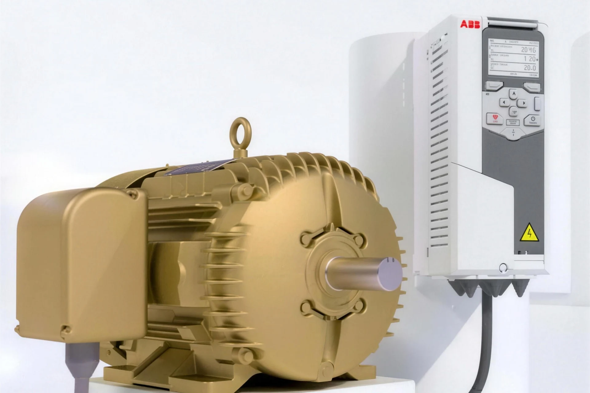 Electric motor paired with an ABB variable frequency drive, the kind of equipment CEMSI matches for Eureka, MO customers